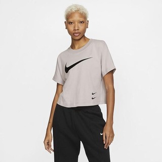 Top Nike Sportswear Swoosh Maneca Scurta Dama Argintii Negrii | INQM-95430